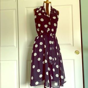 Blue dress with white dots